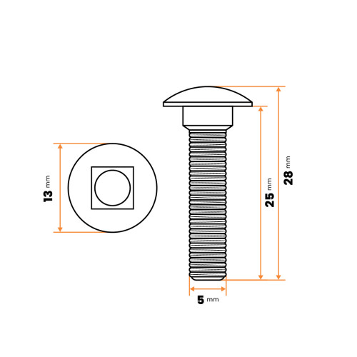 Skrutka vratová M5 x 25 mm ZN DIN 603