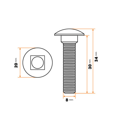 Skrutka vratová M8 x 30 mm ZN DIN 603