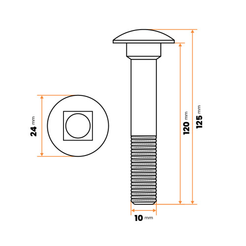 Skrutka vratová M10 x 120 mm ZN DIN 603