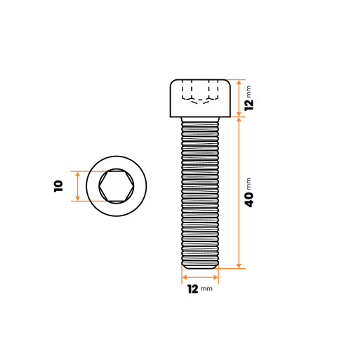 Skrutka IMBUS M12 x 40 mm, 8.8, ZN, DIN 912