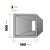 Uzavretý profil 100 x 100 / 3 mm